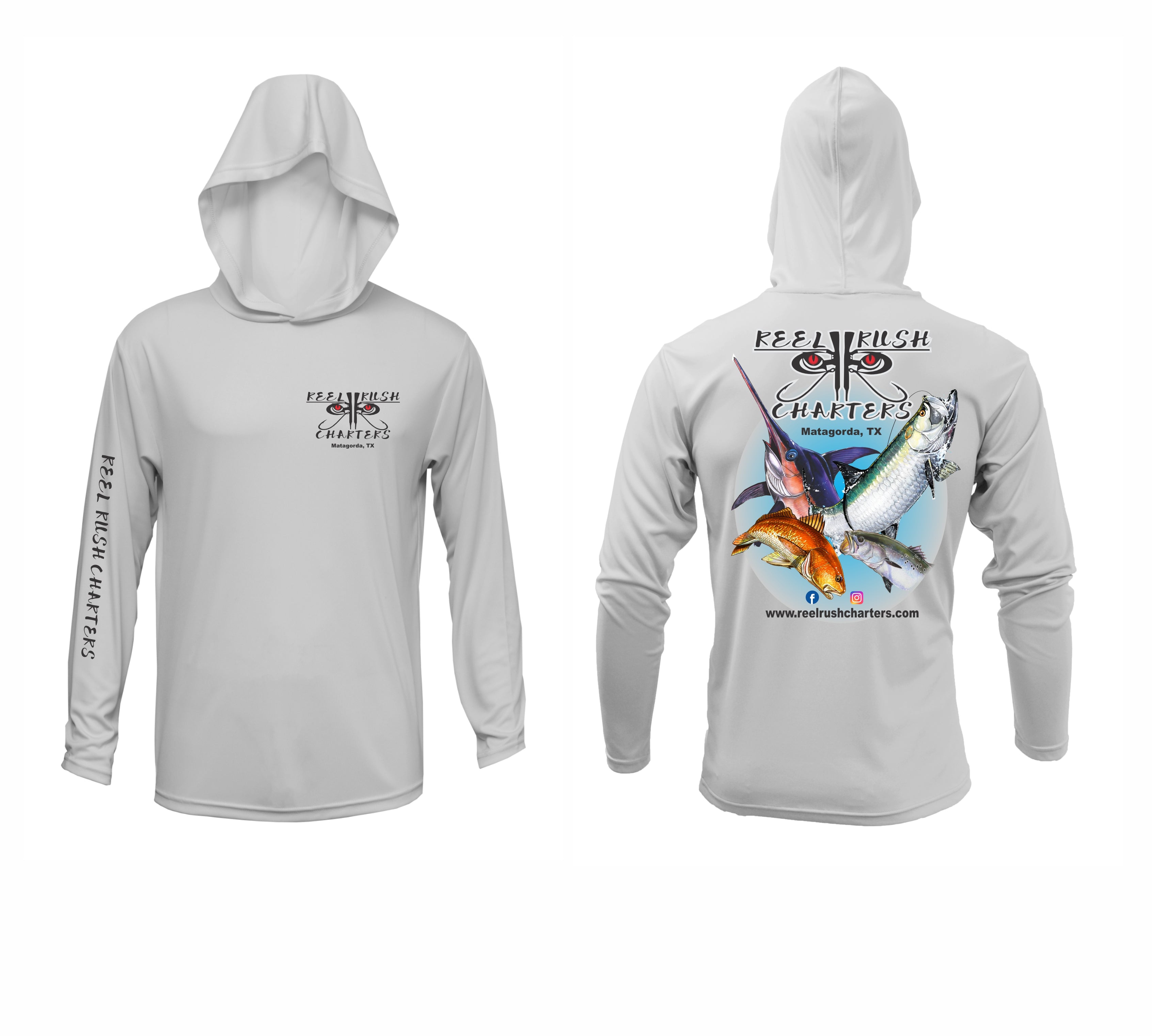 REEL RUSH DryFit Hoodie Silver